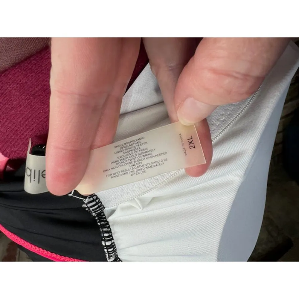 Relibeauty one piece swimsuit color blocked black blue pink racer back Size XL - Image 8