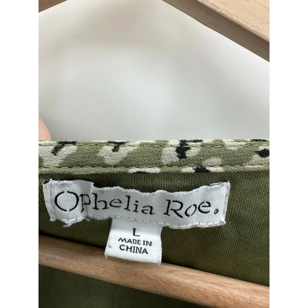 Ophelia Roe Blouse Women Large Green Polka Dot Wrap Front Ruffle Long Sleeve - Image 7