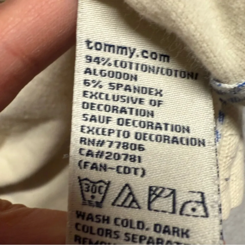 Tommy Hilfiger Cream Baby Yellow Vintage Y2K Short Sleeve Cotton Polo Shirt L - Image 5