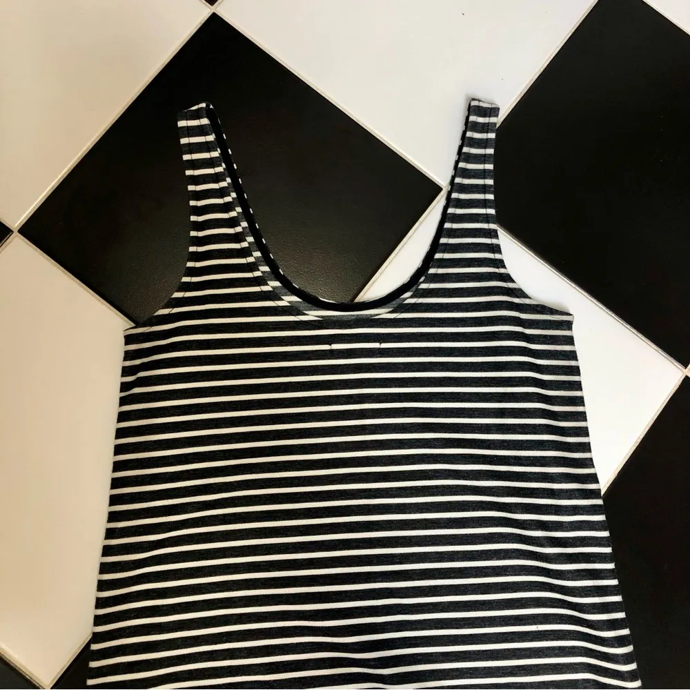 Sleeveless Tank Dress Scoop Neck Cotton Jumper Striped Grey Neutrals M - Image 7