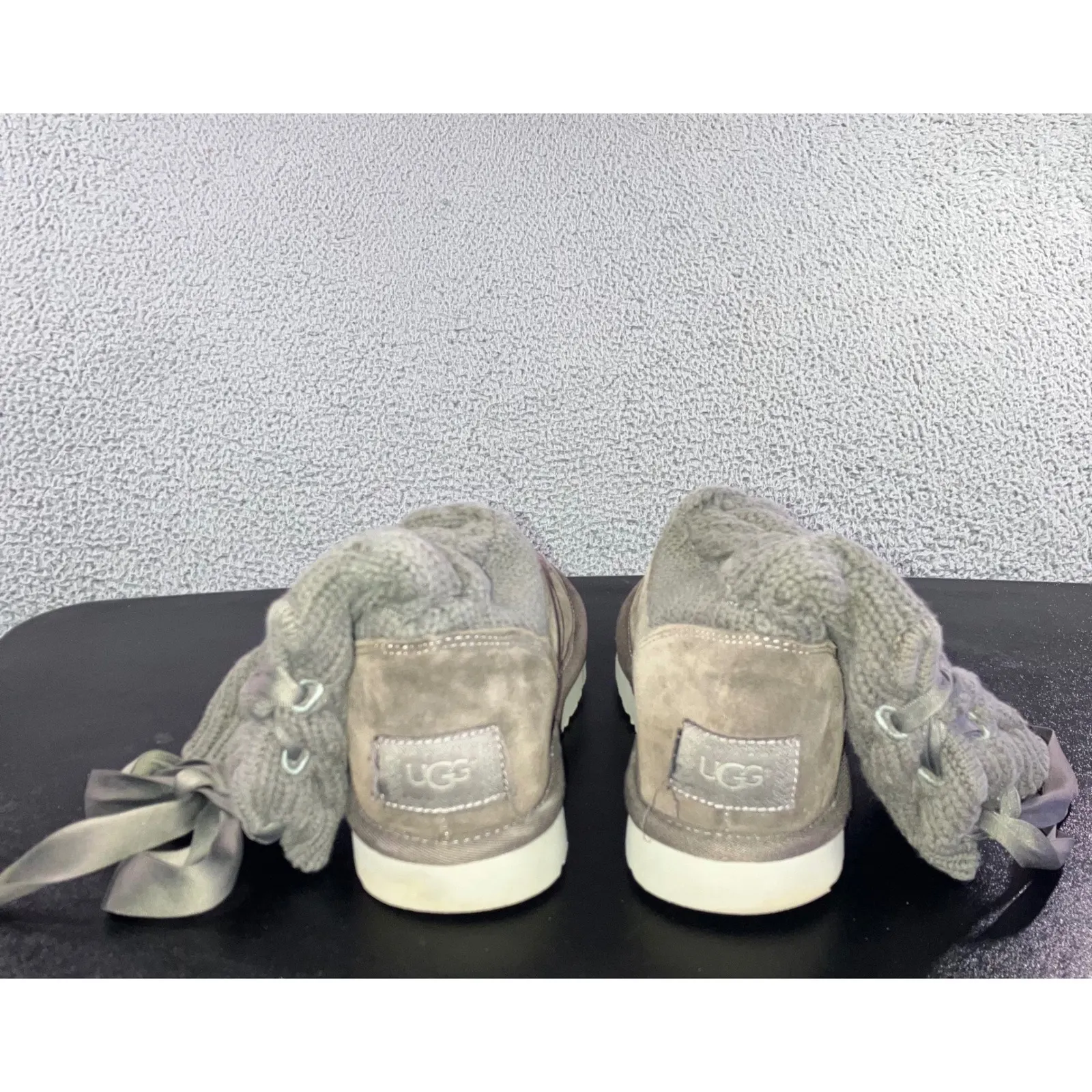 UGG Kiandra Boots Women 7 Willow Ribbon Suede Cable Knit Wool Lined Pull On - Image 10