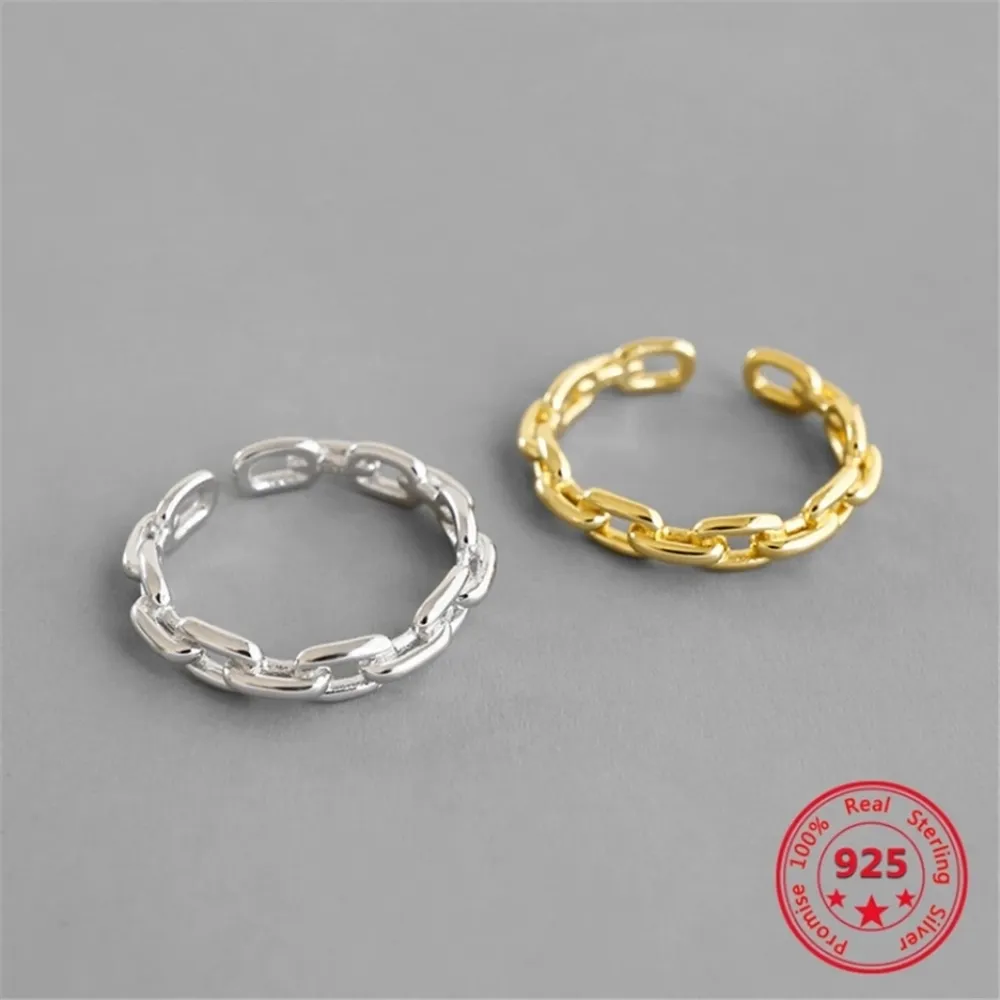 Unisex Cuban Chain 14k Yellow‎ Gold-Plated Ring Adjustable Band Size Small - Image 9