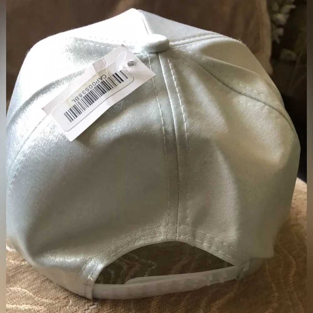 Shimmering Light Baby Blue Women’s Cap with Rhinestone Brim NEW one size - Image 3