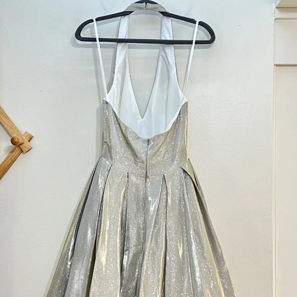 Mac Duggal Ieena 25939 Halter V-Neck Shimmer Ballgown - Image 6