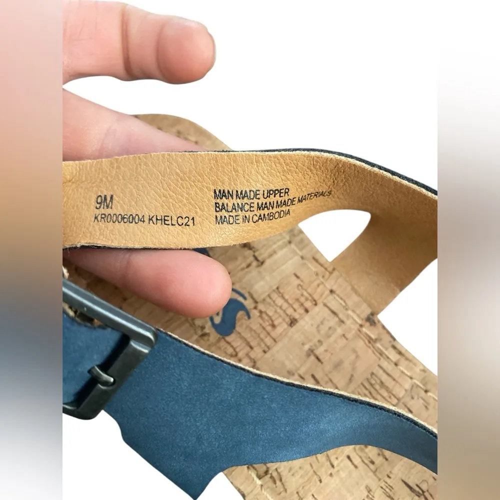 NWOT Korks Skylar Womens Pleather Adjustable Thong Sandals, Blue Dark Denim SZ 9 - Image 7