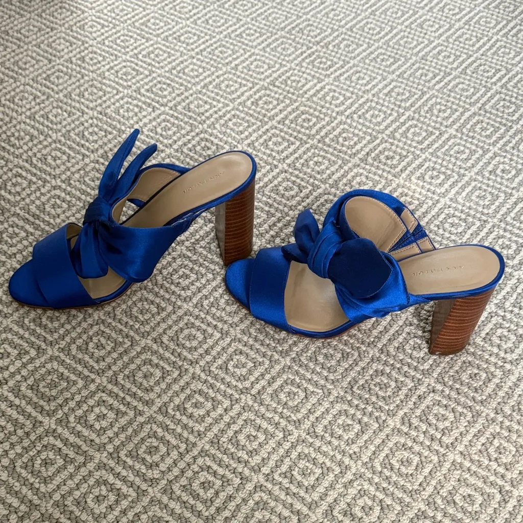 Ann Taylor Royal Blue Satin Bow Sandals - Image 2