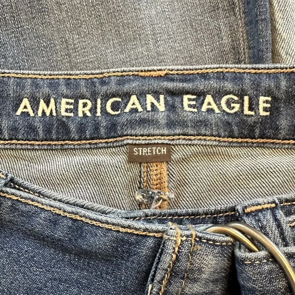 American Eagle Super High Rise Jeans Baggy Wide Leg Cargo Size 6 Medium Wash - Image 6