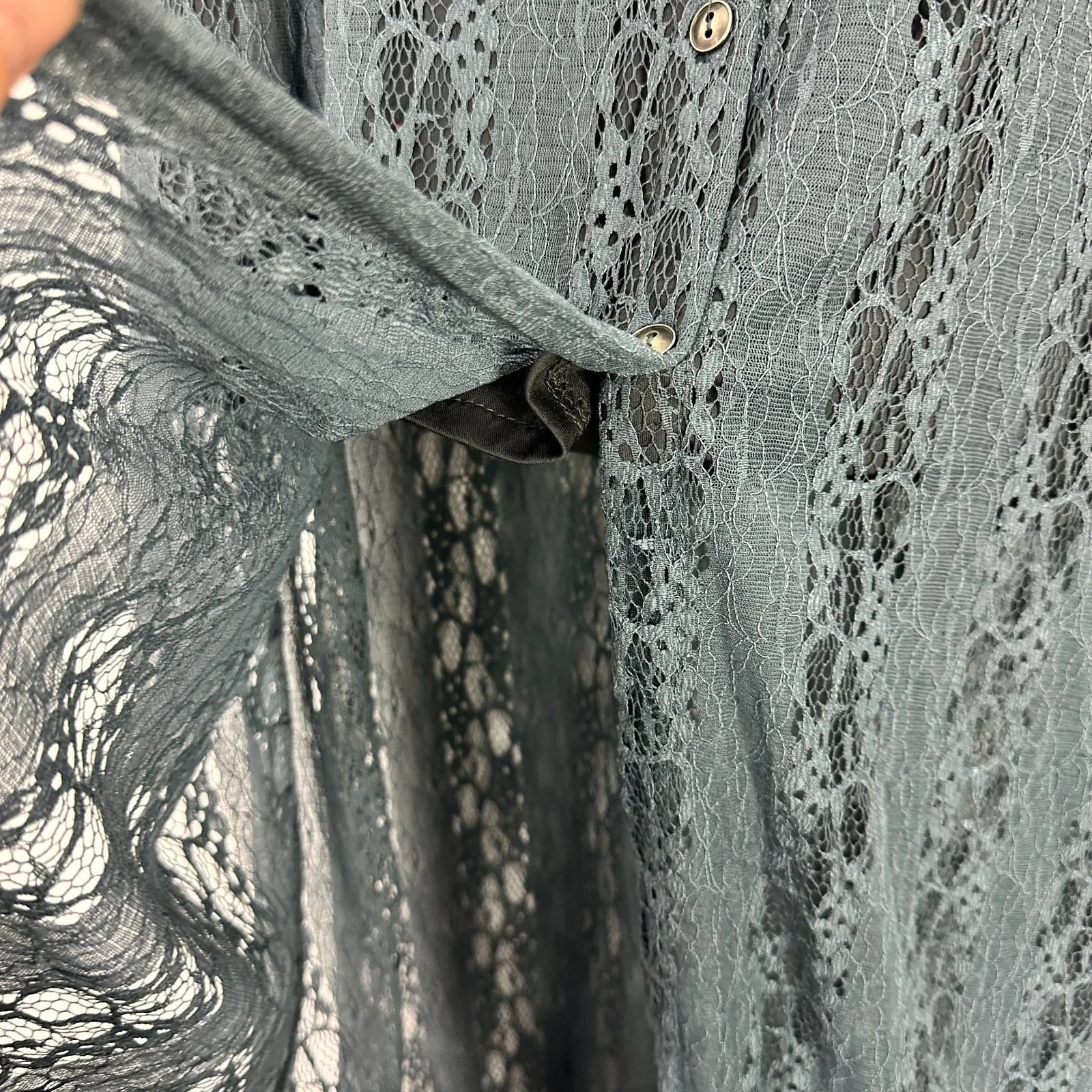 Vtg Y2K Wet Seal Lace Mesh Overlay Maxi Skirt Small Fairy Grunge Whimsigoth Blue - Image 3