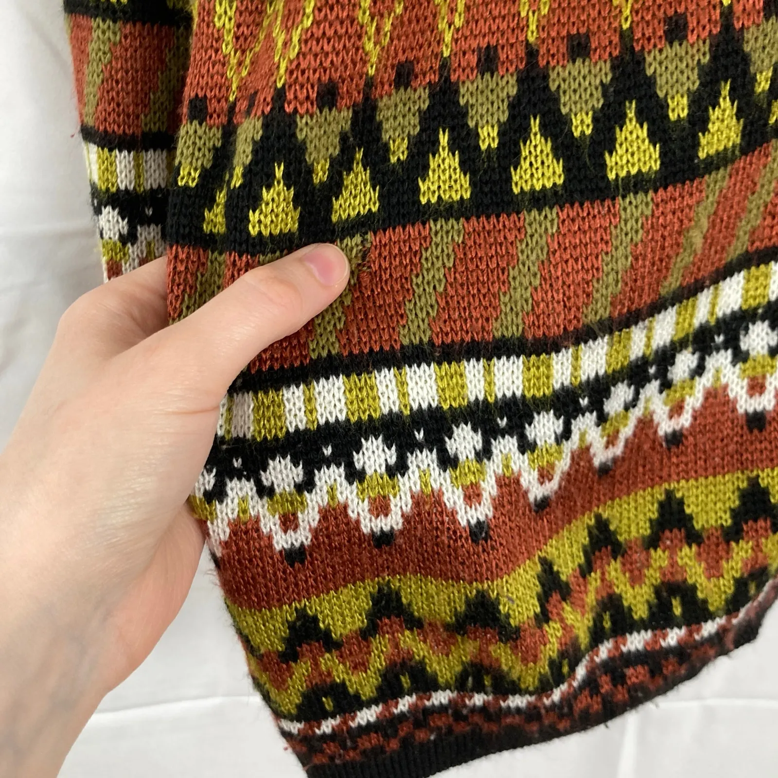 Vintage Gerwi Womens L/42 Funky Geo Abstract Grandpa Cardigan Retro 80s Scandi Brown Size L - Image 10