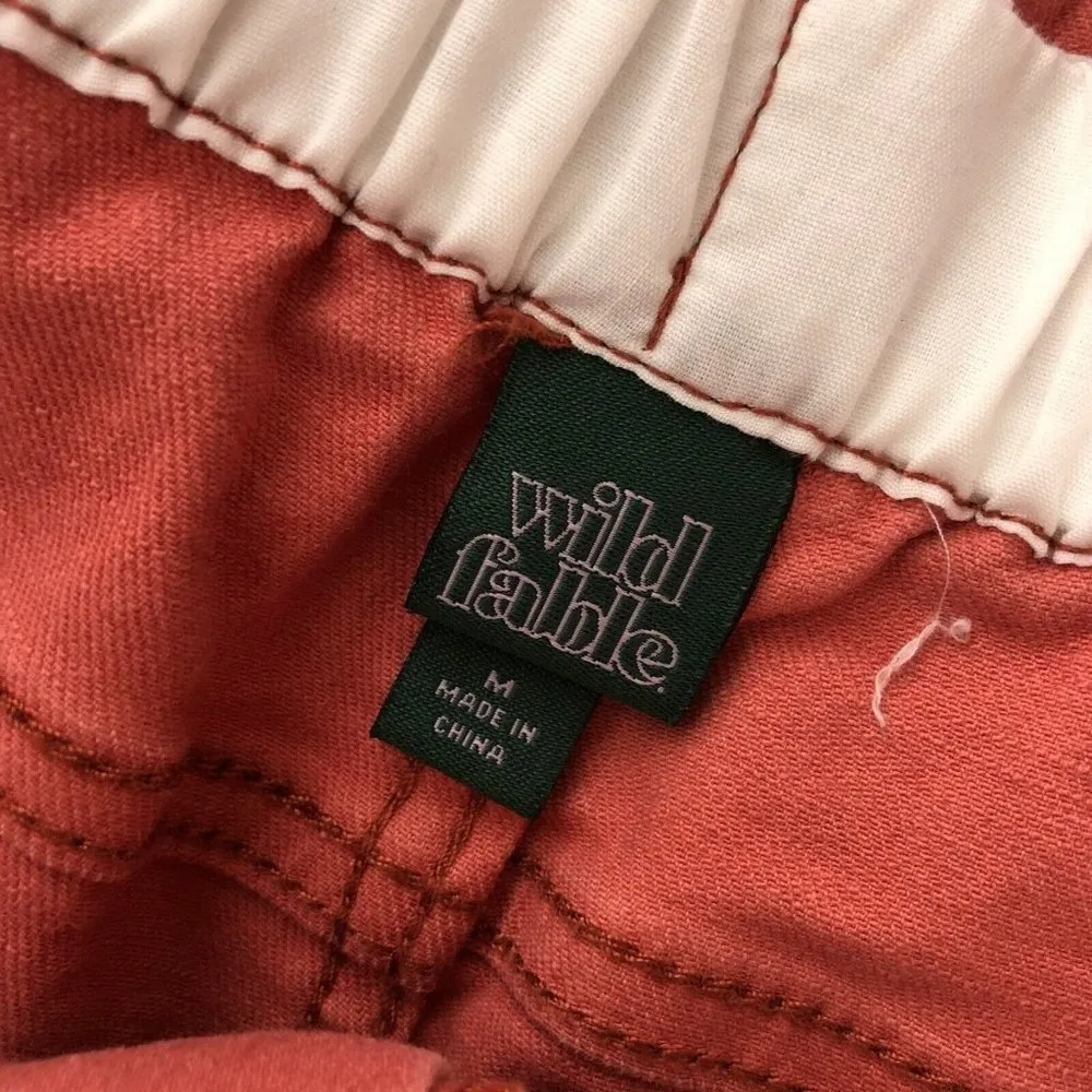 Wild Fable Womens Shorts Paper Bag Waist Cotton Stretch Salmon Pink M - Image 4