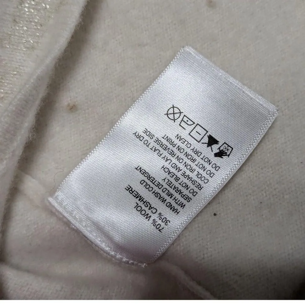 Tommy Bahama Serena Ombre Foil Leopard Print Sweater Cashmere Wool White Gold - Image 4