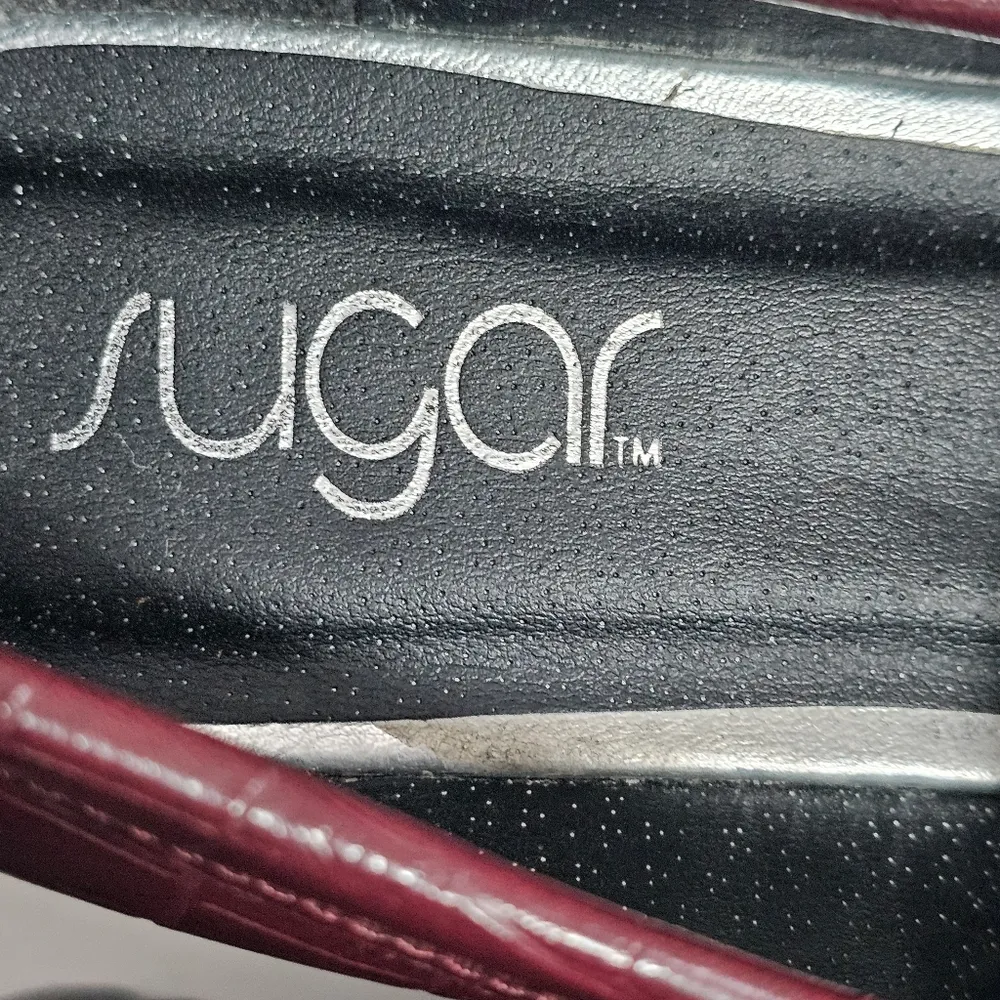 Sugar Maroon Croco Embossed Chain Detail Faux Leather Lofers Size 8½ Purple - Image 7