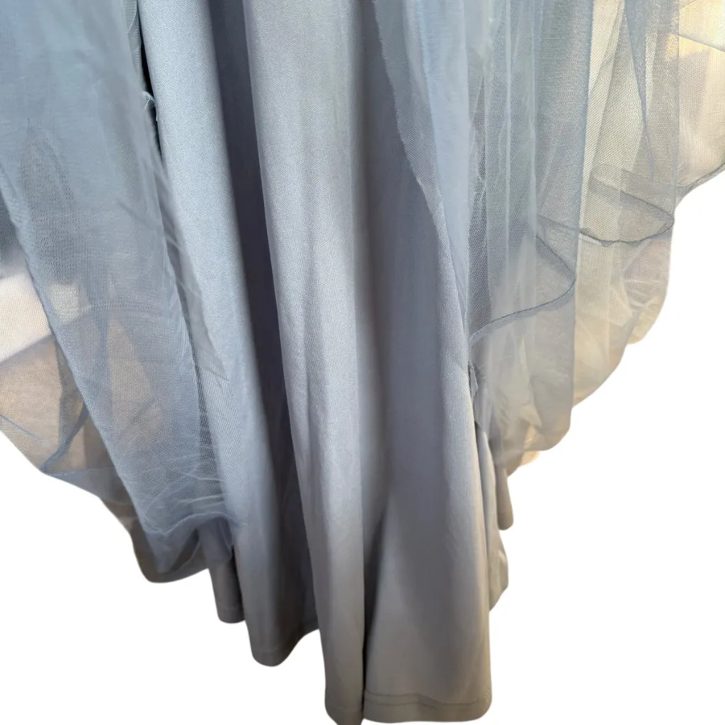 Baltic Born dusty blue v-neck long maxi dress with outer tulle large - Image 8