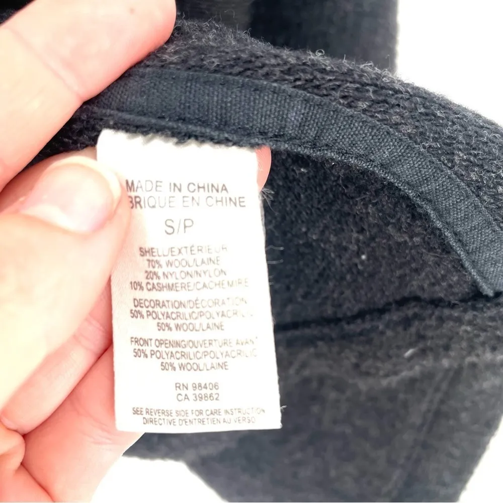 THEORY Riva Classic Cashmere Wool Charcoal Grey Open Cardigan Collared Sweater - Image 5