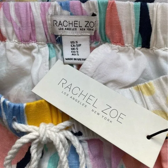 Rachel Zoe Linen Shorts Pastel Abstract Floral Pull-On Shorts Women’s Size Small - Image 8