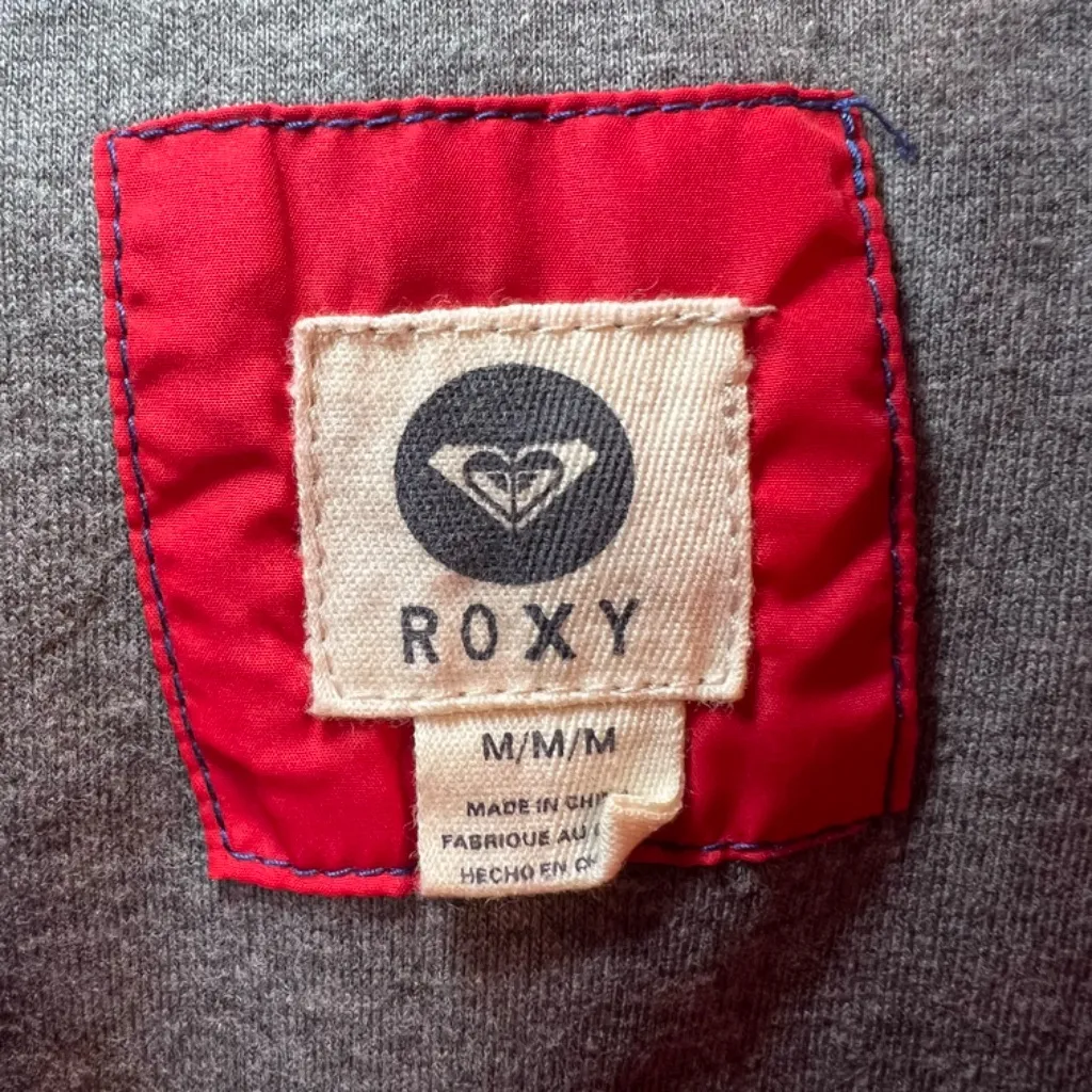 Roxy Women’s Quilted Puffer Vest Red Blue Colorblock 70s Retro Lined Cozy Medium - Image 3