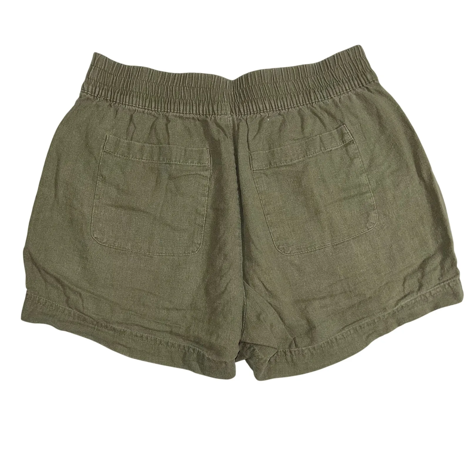 Old Navy Womens Comfort Waistband Linen Shorts Pull On Elastic Waist Olive Small - Image 3