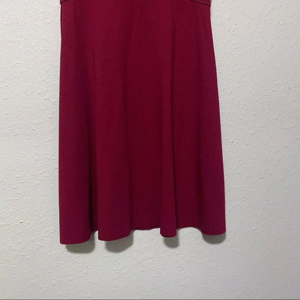BAILEY44 Burgundy Ponte Fit and Flare Dress XS - Image 4