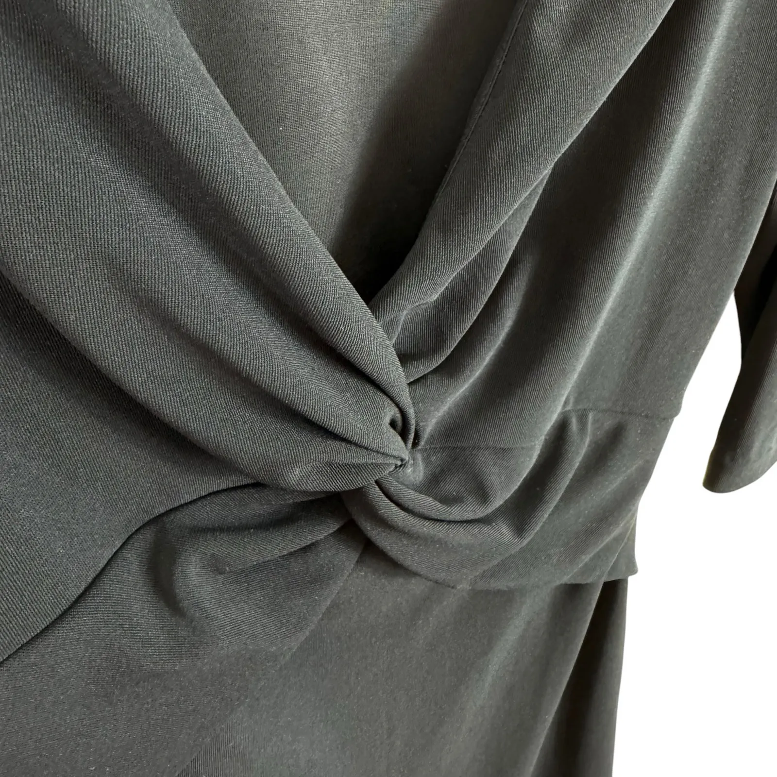 Boston Proper Black Nylon 3/4 Sleeve Jersey Knit V-Neck Sheath Dress Size 10 - Image 3