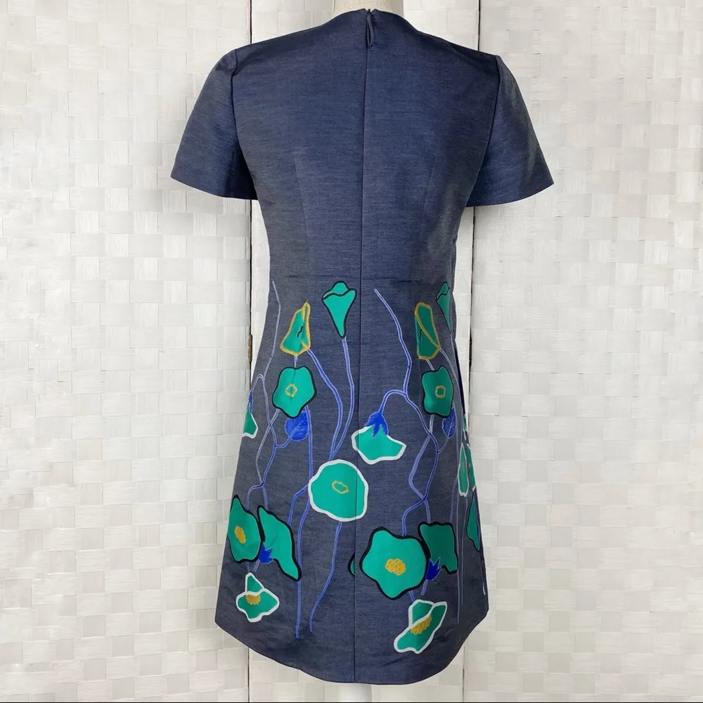 Giorgio Armani grey floral short sleeve silk sheath dress - Image 6