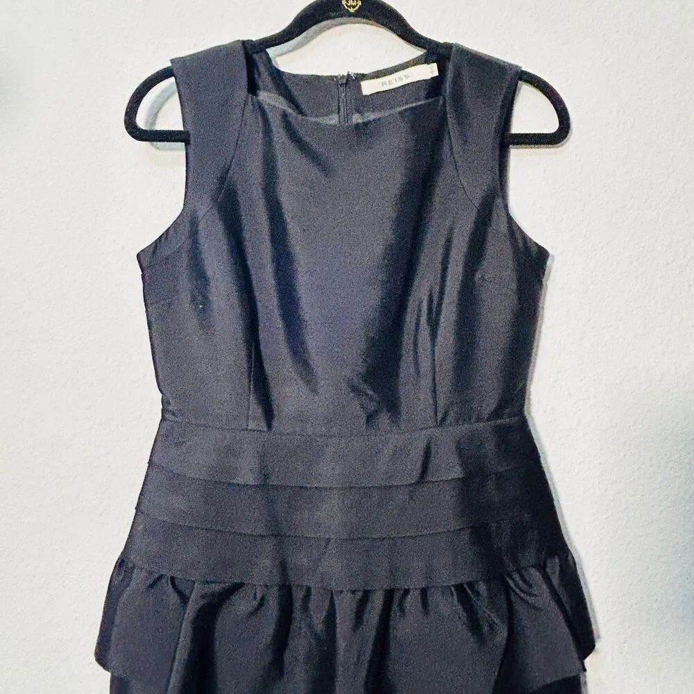 REISS Black Mattie Peplum Silk & Wool Blend Sleeveless Cocktail Dress LBD Sz 6 - Image 3