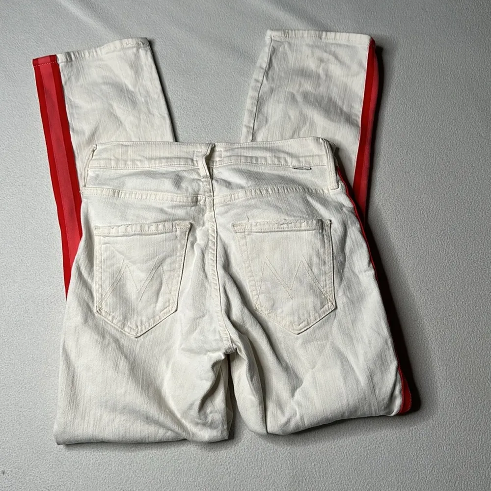 Mother Jeans The Mid Rise Dazzler Crop in Whipping the Cream Pink Racer Red Size 25 - Image 6