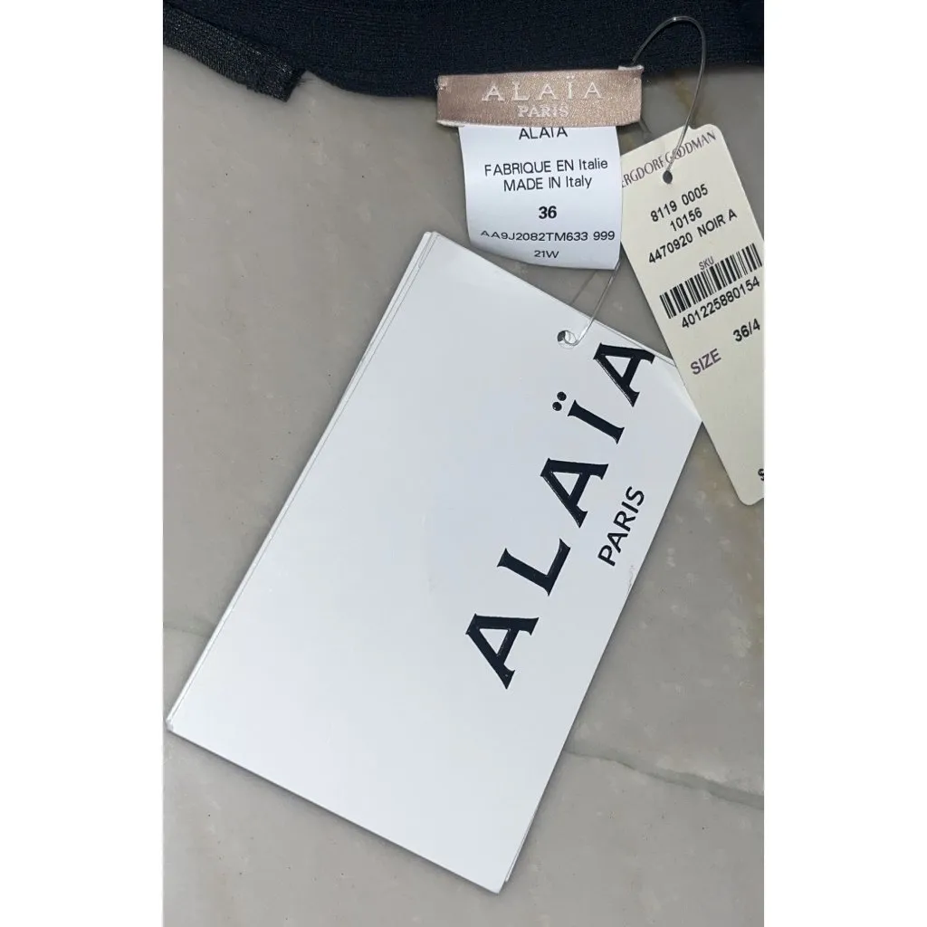 ALAÏA Long Voluminous Pleat And Lace Skirt in Noir 36 2 New Womens Maxi Knit Black Size undefined - Image 9