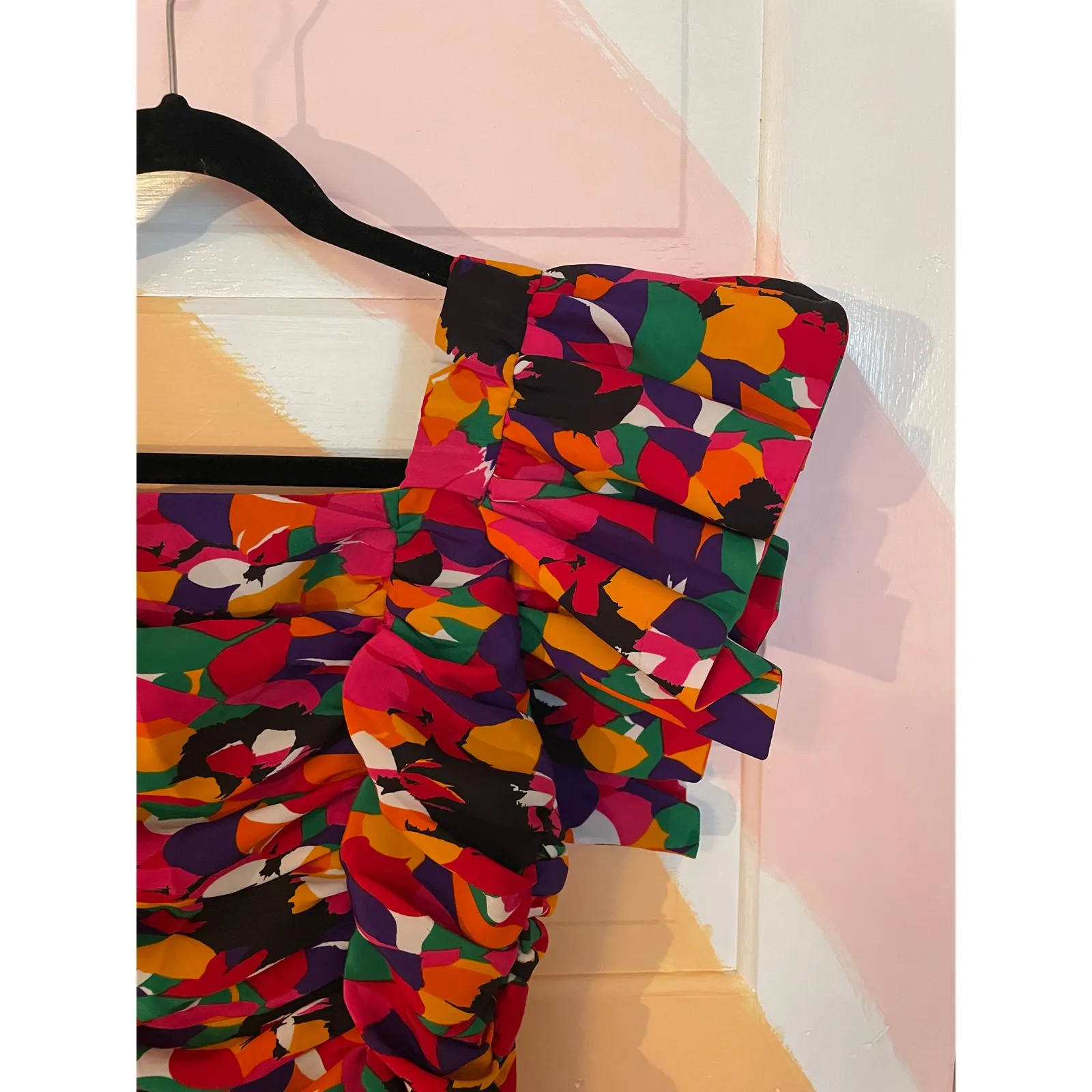 Lola Lucena Madrid Vintage Puff Sleeve Ruched Dress Sz 40 M - Image 5