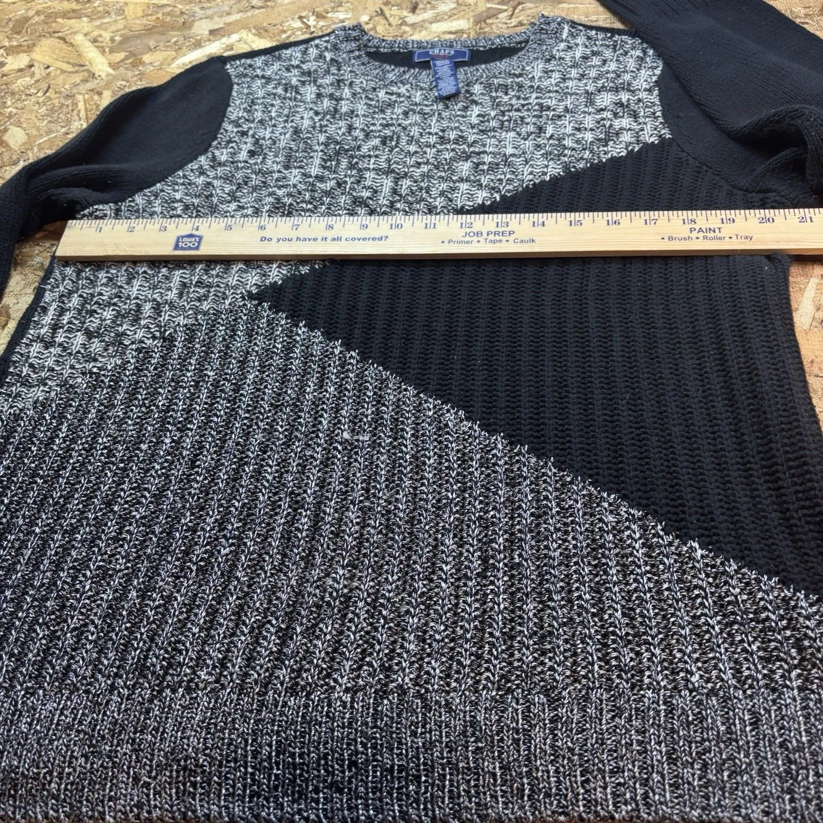 Chaps Denim Ralph Lauren Women's 1X  Black Gray Colorblock Knit Sweater Crewneck - Image 13