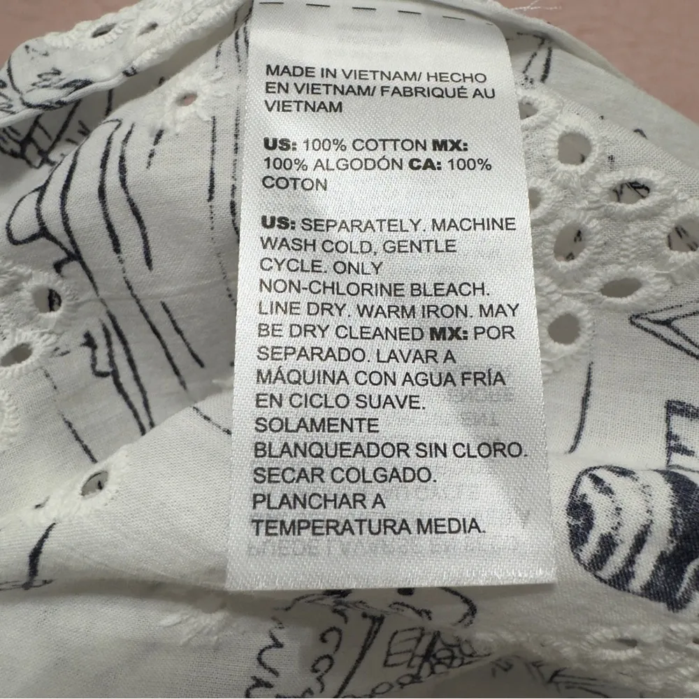 Chico’s Sanibel Eyelet Billow Sleeve Button Up Cotton Shirt Size 1 (8/10) - Image 10