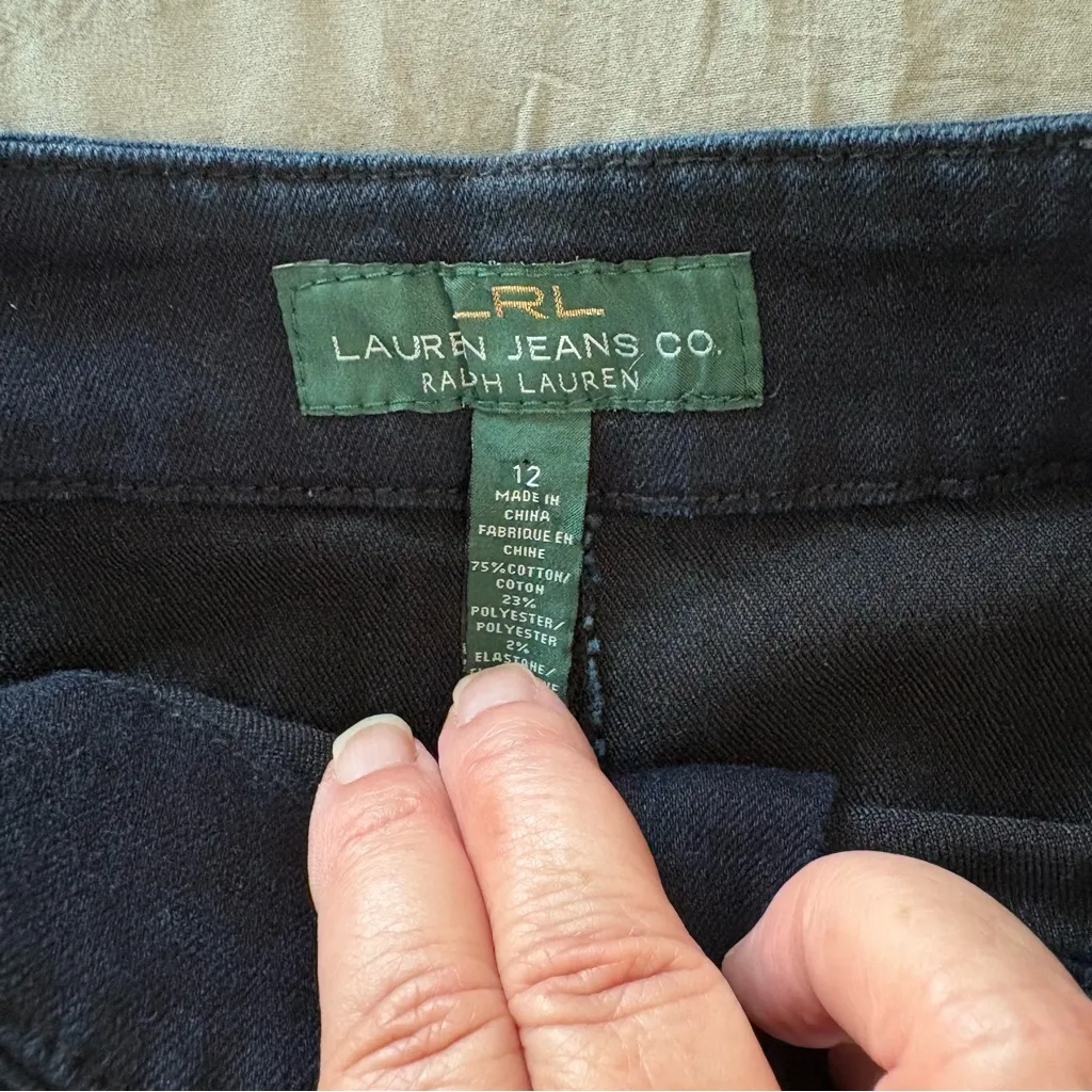 NWOT Lauren Ralph Lauren Dark Wash Denim Skirt. Size 12. Blue - Image 2