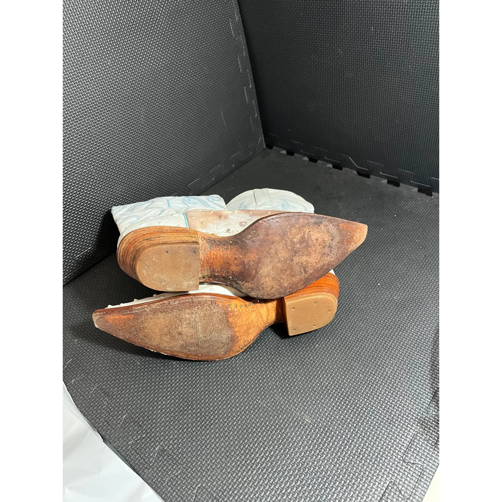 Los Altos Ostrich Cowboy Boots Light Blue Western‎ Womens Size 9.5 Rodeo Leather - Image 6