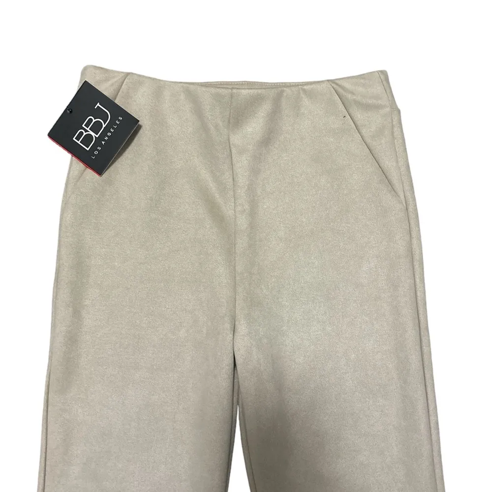 BBJ Los Angeles Suede High Rise Flare Pants Size M Color Bone Size M - Image 7