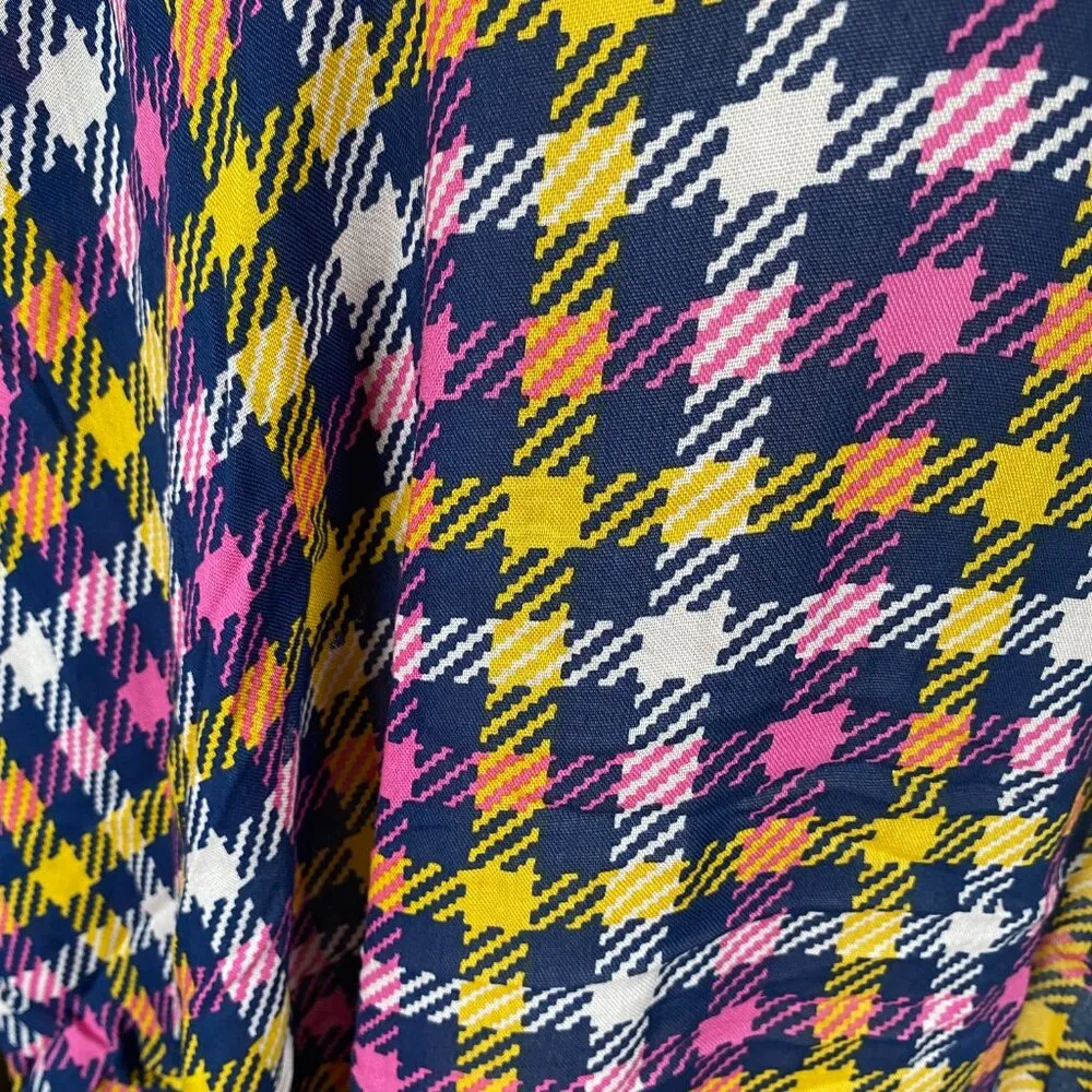 Talbots pink blue yellow white checkered rectangle basset hound dog scarf wrap - Image 4