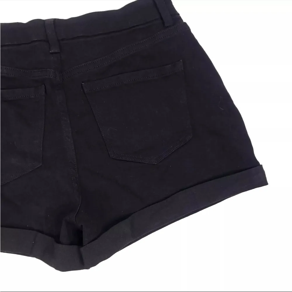 Black Denim Cuffed Shorts — Mid Rise Size 9 - Image 3