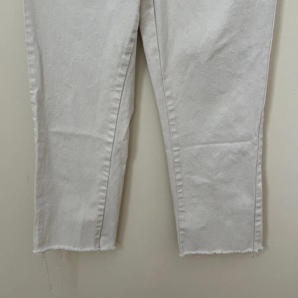 Zara Womens Ecru Cropped Jeans Size 4 - Image 3