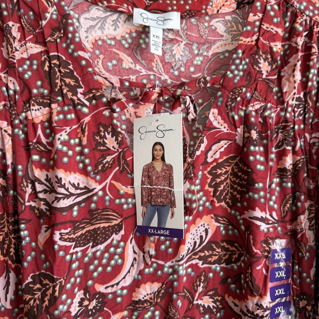 Jessica Simpson 2X XXL Blouse Top Plus Size Boho Feminine Casual Workwear - Image 4