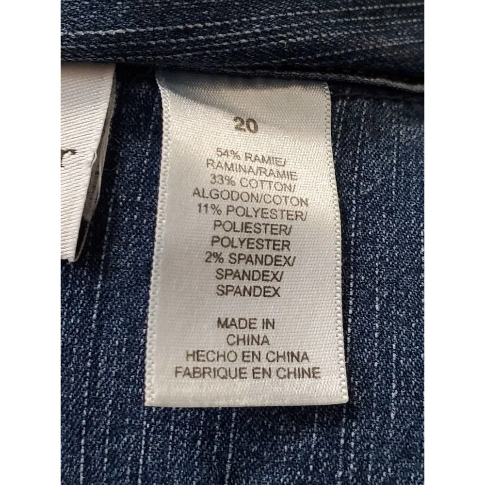 Alfred Dunner Womens Blue Denim Ramie Long Sleeve Buttons Front Jacket Blazer 20 Size undefined - Image 7