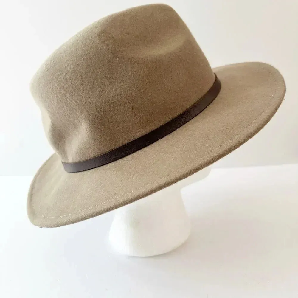 D&Y 100% Wool Felt Hat Taupe Knot‎ Detail 2.5" Brim - Image 5