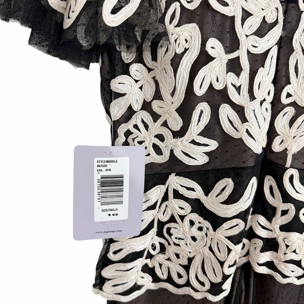 JS Collections Soutache D’Esprit A-Line Gown Size 10 NWT Embroidered Swiss Dot - Image 10