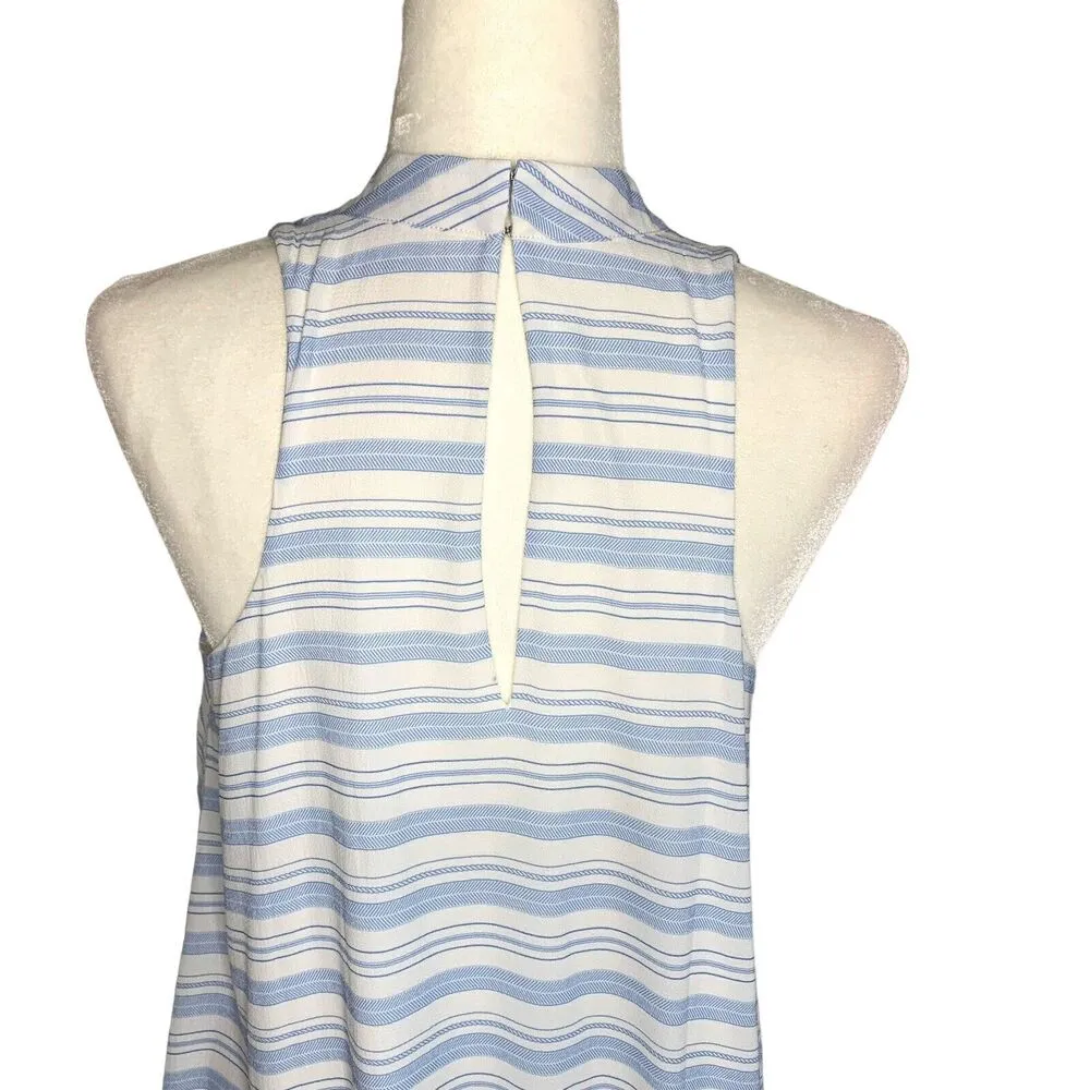 Venus Blue Striped Sleeveless Shift Halter Dress Knee Length Women Size 10 - Image 6