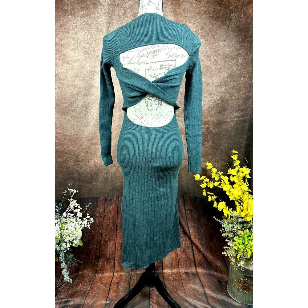 Skin Worldwide Mariana Cut Out Dress Moss Green Size S - Image 13