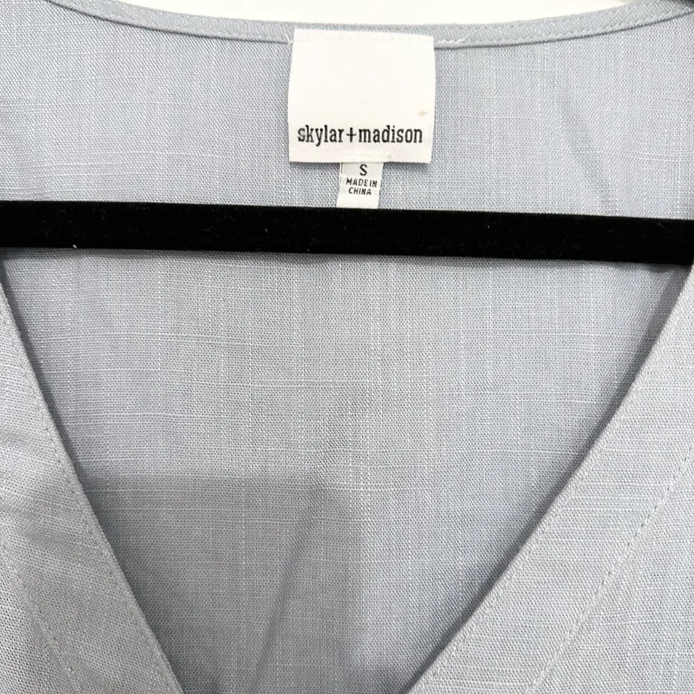 Skylar and Madison Womens Dress Ruffle Pleated Hem Button Front Size Small Aqua - Image 6