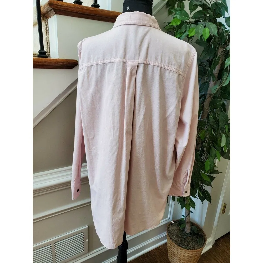 Old Navy Women's Solid Pink Polyester Collared Button Down Casual Shirt Size XL - Image 6