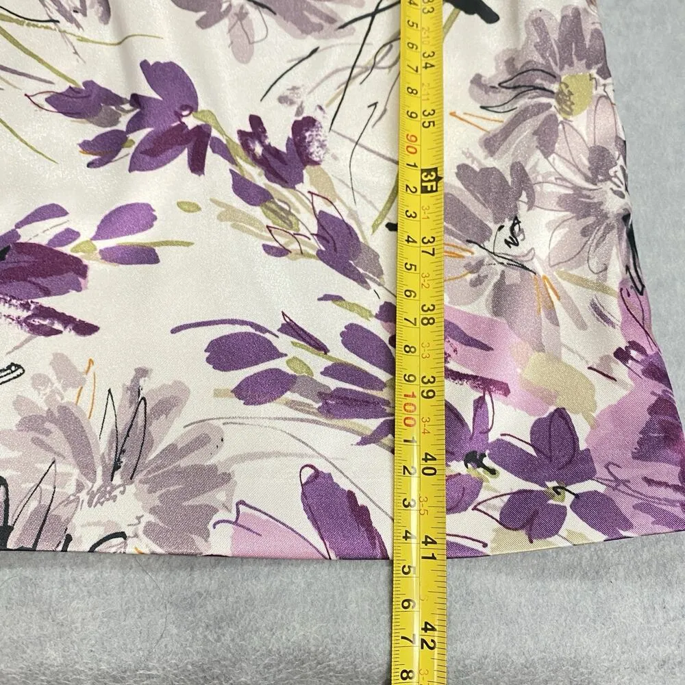 Maggy London Purple Floral Satiny Dress Women’s Size 8 Preppy Romantic Church - Image 8