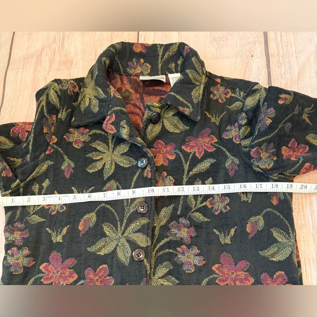 Fashion Bug Vintage  Women's Black Tapestry Long Sleeve Jacket XL Blazer Small - Image 6