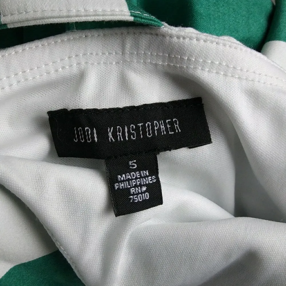 JODI KRISTOPHER Stripe Green White Dress - Image 7