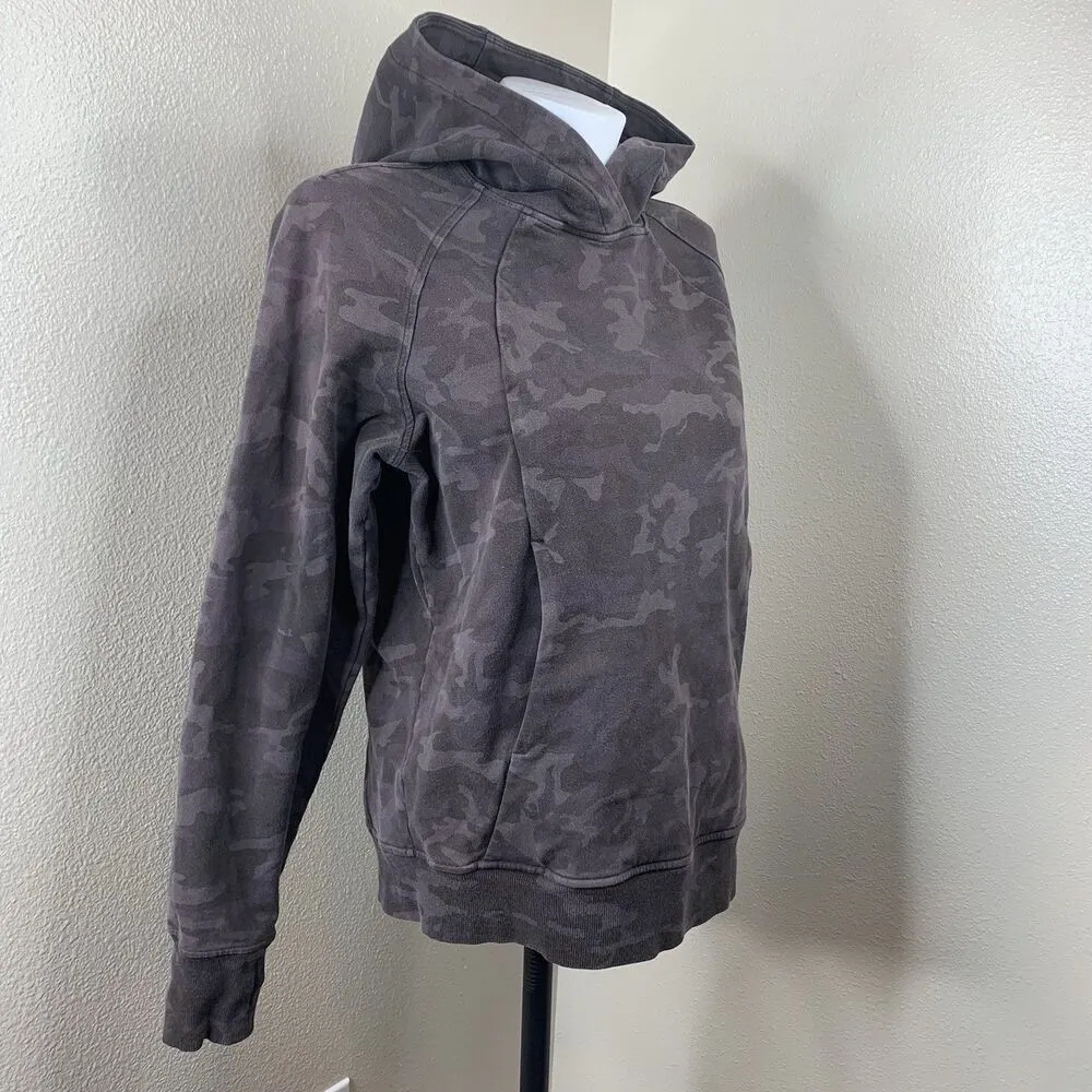 Lululemon Women's 6 Black Gray Camo Scuba Training Yoga Pullover Hoodie Sweater - Image 2