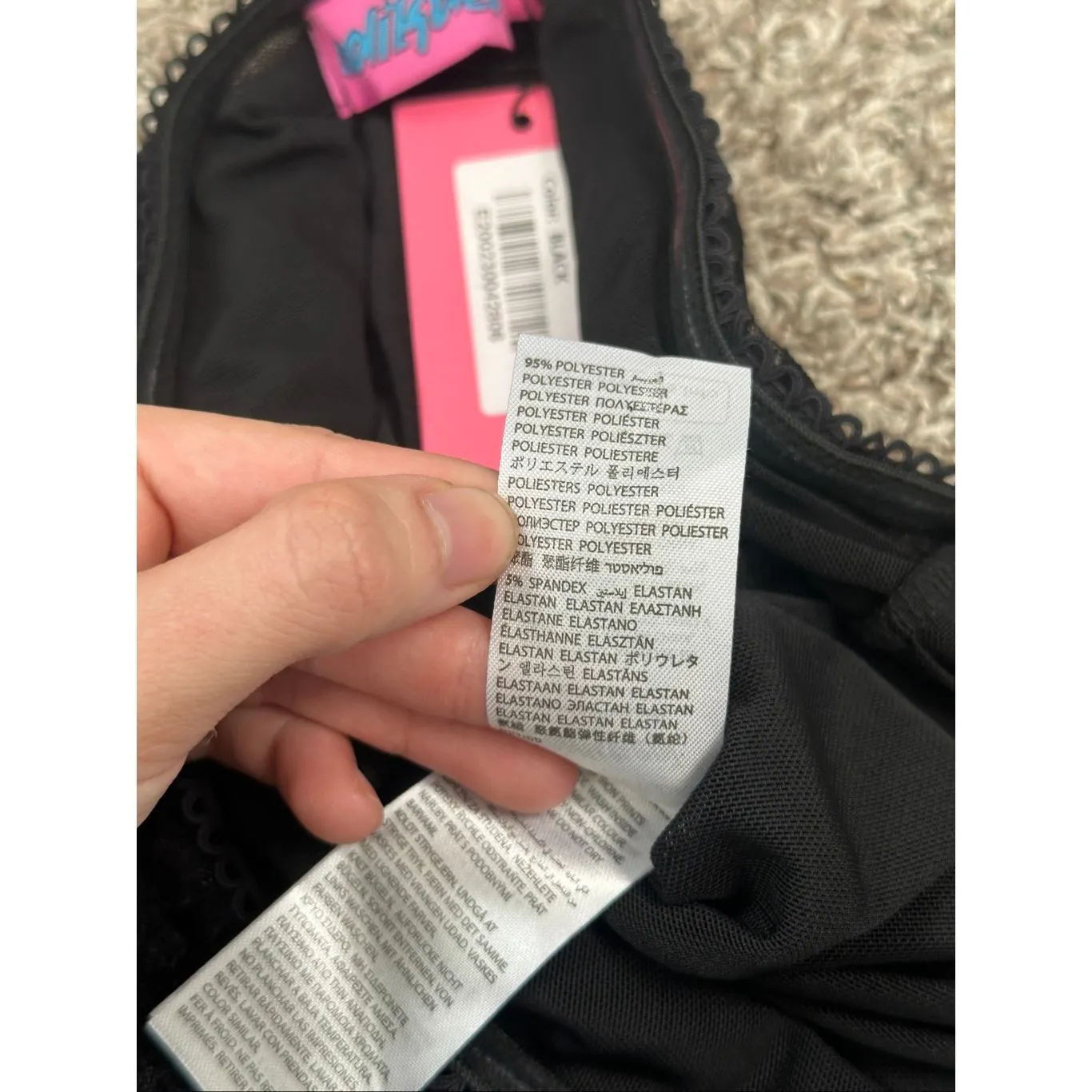 NWT edikted Alina Sheer Lace Bodysuit Black Strapless Sheer High Cut Size L - Image 7