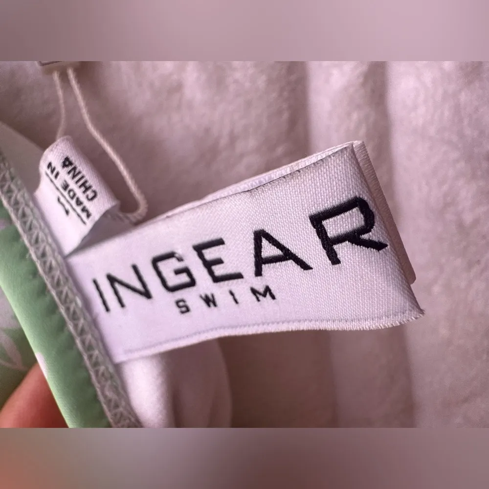 INGER BIKINI TOP GREEN And White Floral Tie size M Summer Pool Beach Size M - Image 5